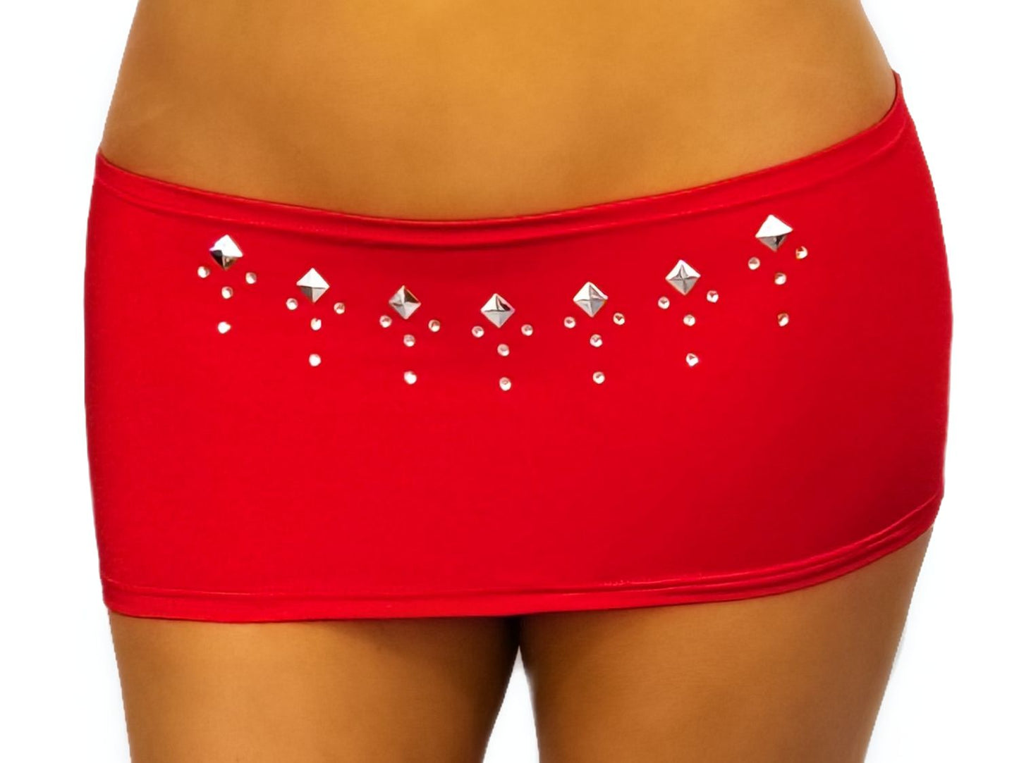GR117 - Mini Skirt w/Rhinestuds. Comes in 8 Colors!