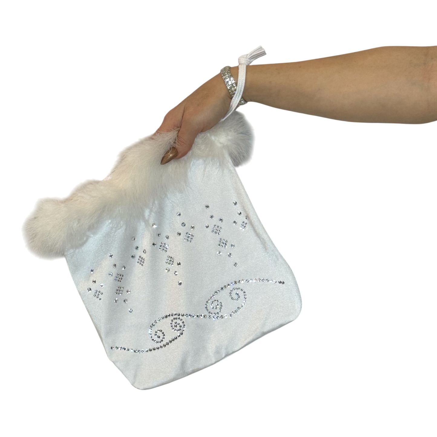 B645M-WT - Star Studded Money Bag (White)