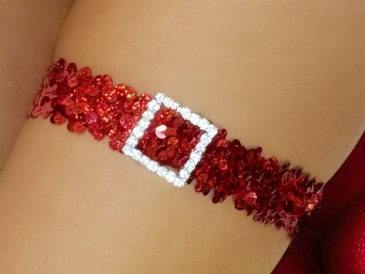C752 - Sequin Garter with Rhinestone Buckle