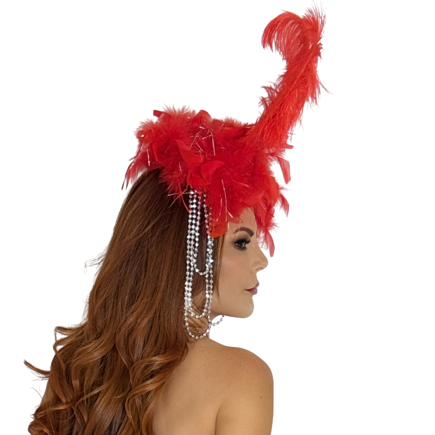 FJ307 - Feather Headpiece with Rhinestones