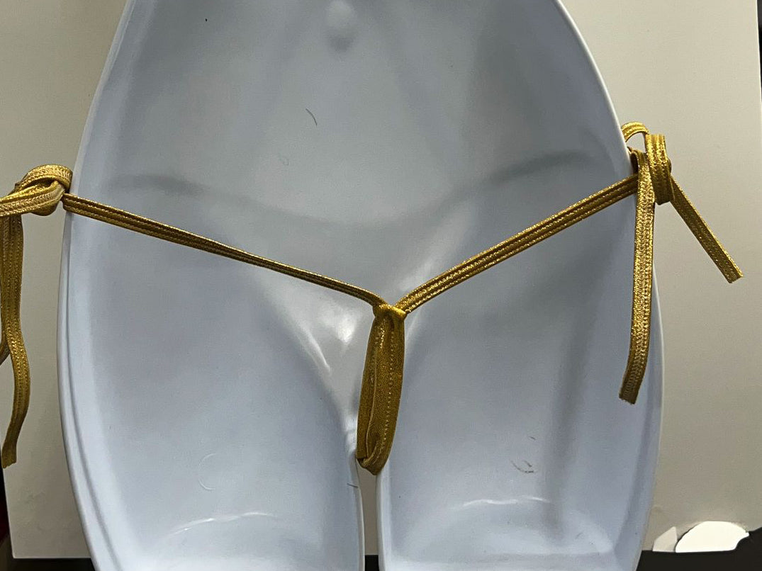 G215D-GD - Tie Side V-Back Thong - Gold