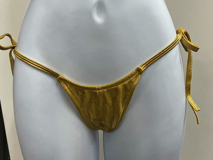 G215D-GD - Tie Side V-Back Thong - Gold