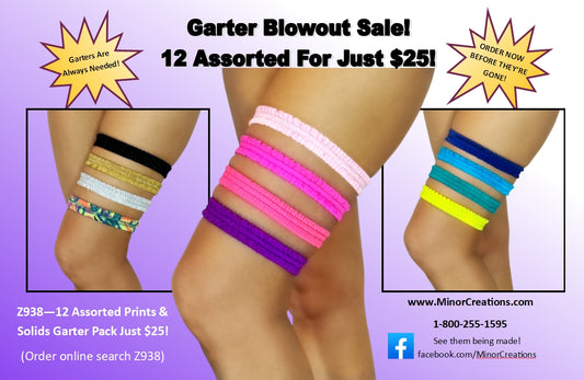 Z938 - Assorted Garters! Dozen Pack