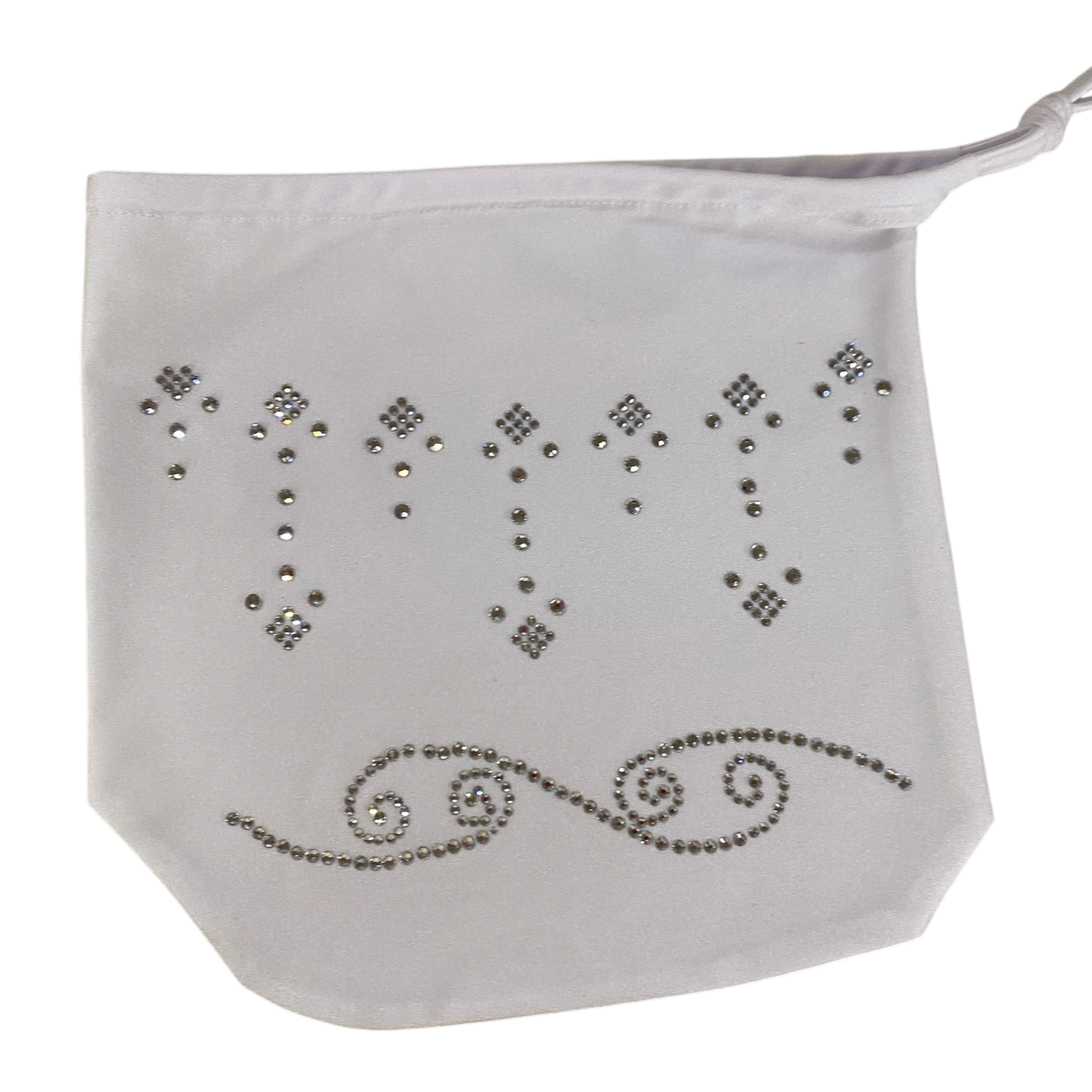G154B-WT - Rhinestone Money Bag (White)