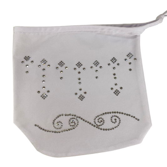 G154B-WT - Rhinestone Money Bag (White)
