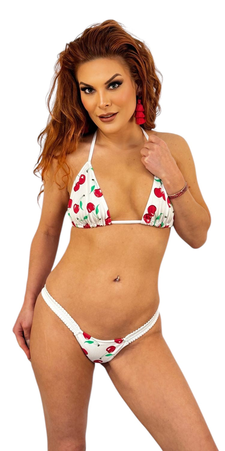 W1222 - Cherry Wide Band Thong & Bra Set