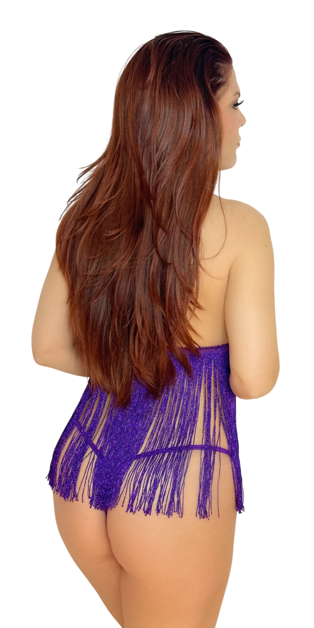 W1750 - Purple Fringe Babydoll Set